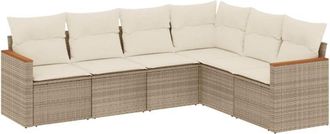 vidaXL Vidaxl - Juego De Sof&aacute;s Jard&iacute;n Con Cojines 6 Pzas Rat&aacute;n Sint&eacute;tico Beige