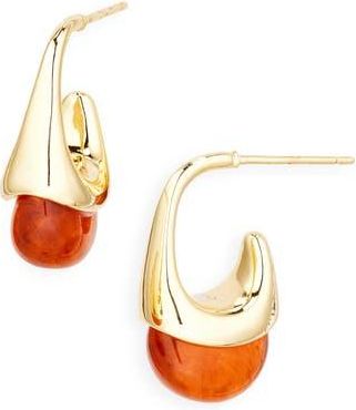Nordstrom Rack Resin Stone Cap Hoop Earrings in Gold at Nordstrom Rack