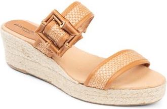 Patricia Green Soleil Bamboo Buckle Espadrille Wedge Sandal in Cognac Raffia at Nordstrom, Size 9