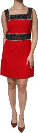 Dolce & Gabbana Rode Wol A-Lijn Mini Jurk - Dames - Korte kleedjes - Rood - L - Wol - Kleedjes
