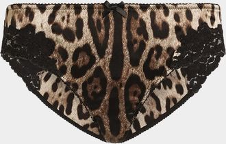 Dolce & Gabbana Leopard-Print Lace & Satin Briefs