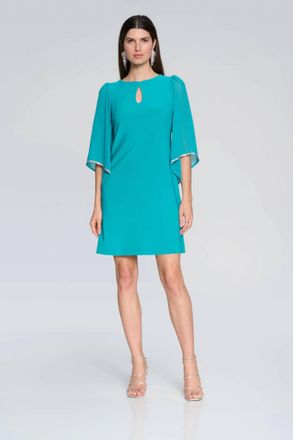 Joseph Ribkoff Silky Knit Chiffon Mini Dress In Ocean Blue