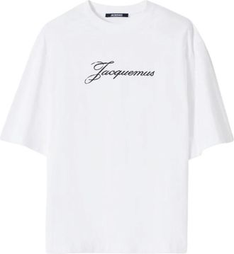Jacquemus T-shirt met logo-print - Dames - T-shirts - Wit - L - Katoen - Tops