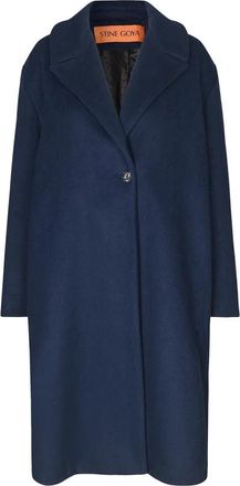 Stine Goya Stijlvolle Wollen Jas met Zakken - Dames - Mantel - Blauw - XS - Wol - Jassen