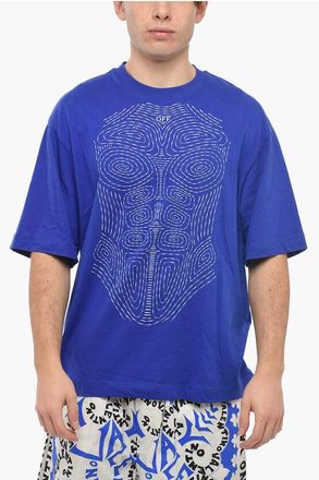 Off-white Crewneck T-Shirt BODY STITCH With Front Embroidery size Xxl