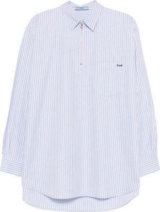 Prada Striped Zipped Polo Shirt
