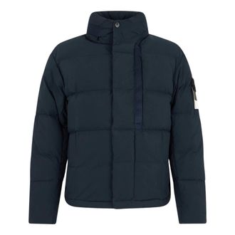 Stone Island Gewatteerde jas met logo - Heren - Winterjassen - Blauw - L - Jassen