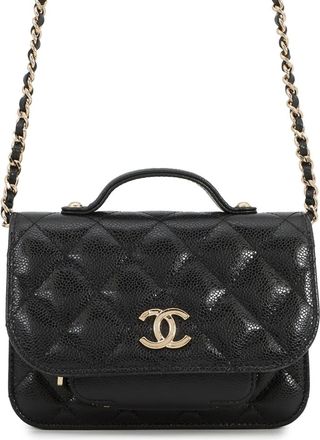 Chanel Black Grained Calfskin Chain/Shoulder Wallet (Pre-Owned)
