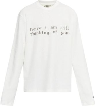 Misbhv Hier ben ik nog steeds aan je denkende longsleeve T-shirt - Heren - Longsleeves - Wit - 2XL - Katoen - Tops