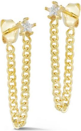 Chloe and Madison Star CZ Curb Chain Front/Back Earrings in Gold at Nordstrom Rack