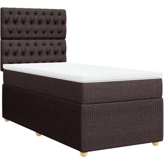 vidaXL Cama Box Spring Con Colch&oacute;n Tela Marr&oacute;n Oscuro 100x200 Cm Vidaxl