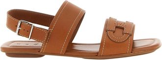 Hogan H685 Platte Sandalen - Dames - Sandalen - Bruin - 40 EU - Leer - Schoenen