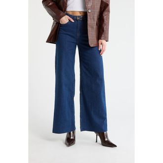 Vigoss Belted High Waist Wide Leg Palazzo Jeans in Dark Wash at Nordstrom Rack, Size 30