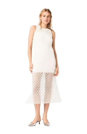 Maje Rhinestone crochet maxi dress in White at Nordstrom, Size 36 Eu