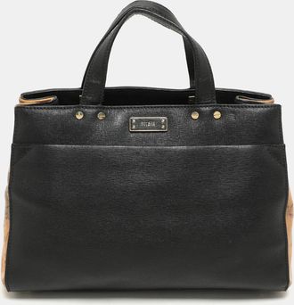 Alviero Martini 1A Classe Black Coated Canvas And Leather Satchel