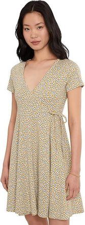 Toad&Co Freesia Wrap Short Sleeve Dress Womens Dress Gold Print : XS, Cotton/Elastane/Lyocell
