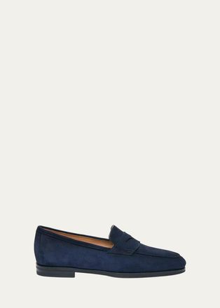 Santoni Suede Penny Loafers