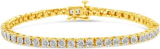 House of Brilliance 10K Yellow Gold Plated.925 Sterling Silver 1.0 Cttw Miracle-Set Diamond Round Faceted Bezel Tennis Bracelet (I-J Color, I3 Clarity) - 7