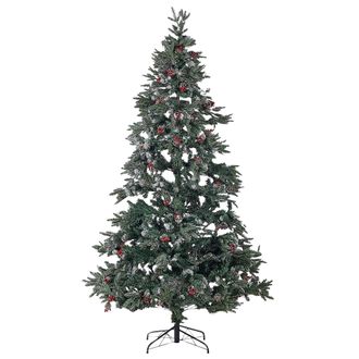 Beliani Beliani - Rbol De Navidad De Nieve Artificial Con Ramas Escarchadas Pi&ntilde;as Acebo 240 Cm Verde
