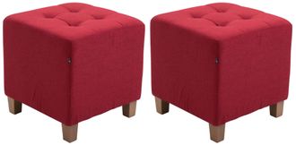 Clp Set De 2 Taburetes Puff Pharao En Tela Rojo