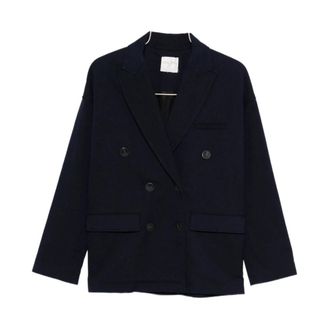 Forte_Forte Navy Blauw Dubbel-Borst Jas - Dames - Blazers - Blauw - L - Jassen