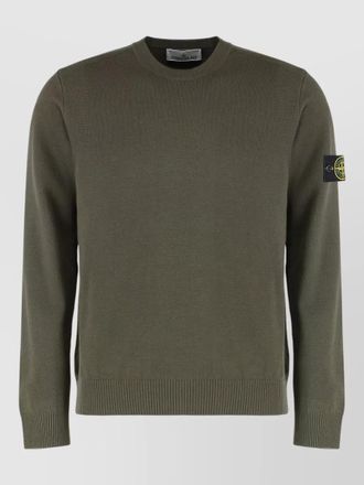 Stone Island wool crew neck sweater with ribbed cuffs