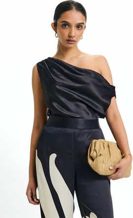 Diarrablu Fsc Viscose Alba One-Shoulder Top in Solid Noir at Nordstrom, Size 3X-Large