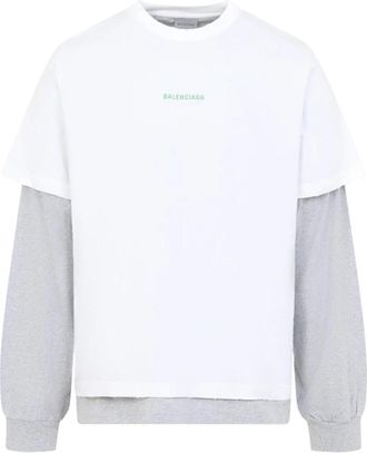 Balenciaga Hybrid Double T-shirt - Heren - Longsleeves - Wit - M - Katoen - Tops