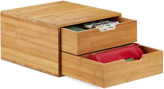 Relaxdays Cassettiera Portaoggetti in Bamb&ugrave;, Organizer con Cassetti da Scrivania, hlp 10 x 29,5 x 30 cm, Colore Naturale - Relaxdays