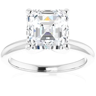 Pompeii3 3Ct Asscher Solitaire Moissanite Engagement Ring in White Yellow or Rose Gold