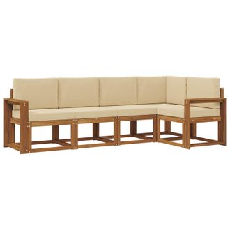 vidaXL Conjunto De Sof&aacute;s De Exterior Con Coj&iacute;n 5 Pcs Natural Y Beige Vidaxl