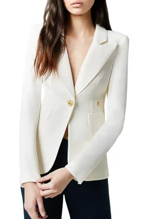 Smythe Classic Duchess Wool Blazer in Ivory at Nordstrom, Size 10