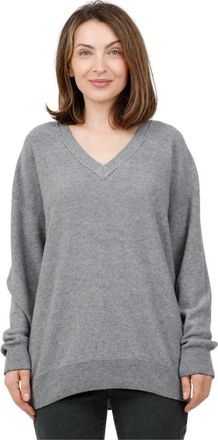 Alpha Studio V-hals Over Knit met Lange Mouwen in Wol en Kasjmier - Dames - V-hals truien - Grijs - L - Wol - Truien & Vesten
