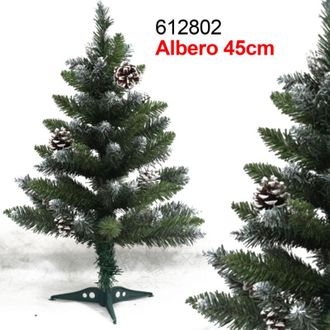 Trade Shop Trade Shop - Albero Di Natale 45 Cm Verde Effetto Innevato Con Pigne Decorazioni Addobbi