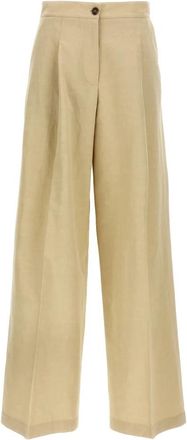 Yves Salomon Pleated Broeken - Dames - Wijde Broeken - Beige - XS - Katoen - Broeken