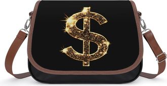 Generic US Dollar Symbol Glitter Crossbody Bag Womens Handbag PU Message Bags Shoulder Purse with Adjustable Strap