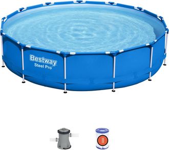 Bestway Steel Pro 13 X 33/3.96m X 84cm Pool Set - Material Duradero Y Montaje Sencillo - Estabilidad Adicional - Piscina Desmontable, Jard&iacute;n, Pvc Robusto - Be