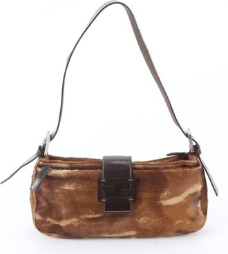 Fendi Brown Leather Handbag Shoulder Bag Tote Bag (Pre-Owned)