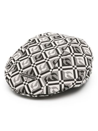 Marine Serre logo-patch motif-print hat - women - Polyamide/Polyester/Cotton/Viscose - S - Black