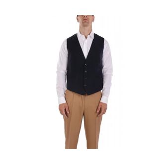 HUGO BOSS Kostuums, Heren, Blauw, M, Wol, Slim Fit Vest