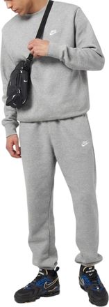 Nike Club Mens Tracksuit Crew Neck Pullover Sweatshirt Fleece - Grey Cotton - Size X-Large