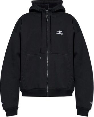 Balenciaga Hoodies & sweatvesten, Heren, Zwart, M, Katoen, 3B Sports Icon Zip-Up Hoodie