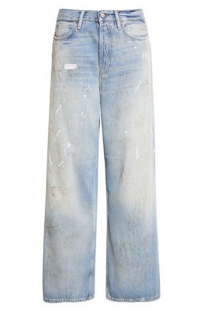Acne Studios 1981 Trafalgar Distressed Organic Cotton & Lyocell Denim Wide Leg Jeans in Light Blue at Nordstrom, Size X-Large