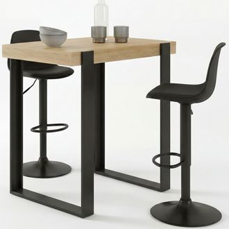 IDMarket Tavolo Da Bar Phoenix In Legno E Nero E 2 Sgabelli Karl Neri Con Gambe Nere