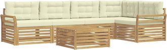 vidaXL Conjunto De Sof&aacute;s De Exterior 6 Uds. Blanco Y Crema Poli&eacute;ster Vidaxl