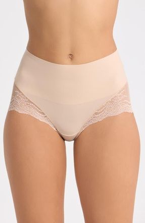 Spanx SPANXsmooth Undie-tectable Lace Hi-Hipster Panties in Chai at Nordstrom, Size X-Small