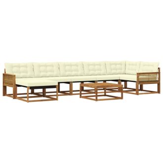 vidaXL Conjunto De Sof&aacute;s De Exterior Con Coj&iacute;n 8 Pcs Natural Y Crema Vidaxl
