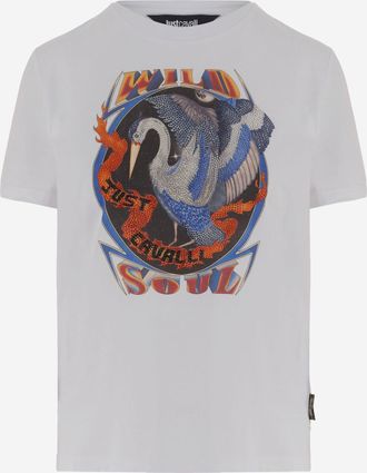 Just Cavalli Camiseta de algod&oacute;n con logo estampado de Just Cavalli