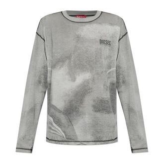 Diesel Long Sleeve Tops, male, Gray, Size: 3XL T-Boxt-Ls-Nc-V1 Long Sleeve T-shirt