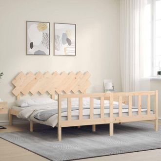 vidaXL Vidaxl - Estructura De Cama De Matrimonio Con Cabecero Madera Maciza